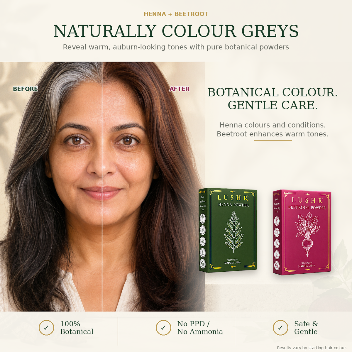 Lushr Hair Colour Kit — Henna, Beetroot, Amla, Reetha & Shikakai | 5-in-1