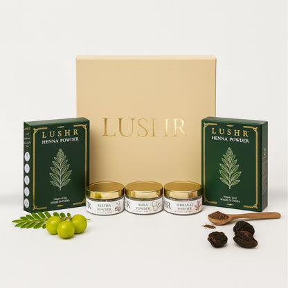Lushr Hair Ritual Kit — Henna, Amla, Reetha & Shikakai | 4 - in - 1 - LUSHR