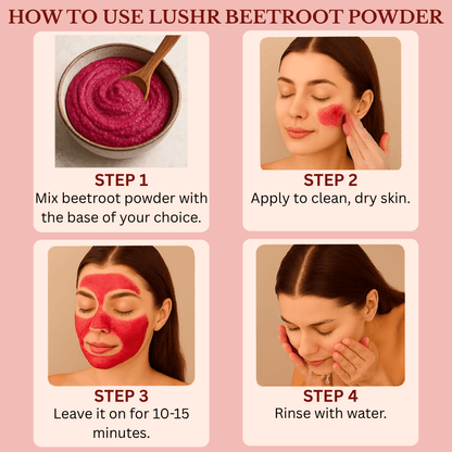 Lushr Beetroot Powder — Natural Glow & Antioxidant Face Pack | 100g - LUSHR