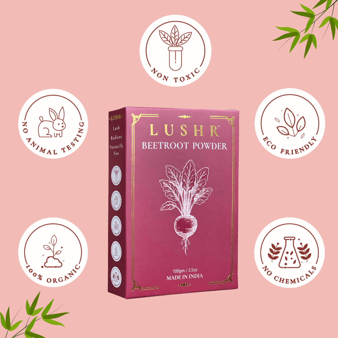 Lushr Beetroot Powder — Natural Glow & Antioxidant Face Pack | 100g - LUSHR