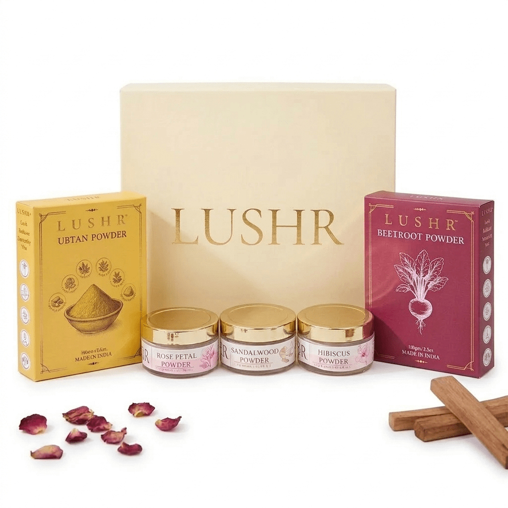 Lushr Skin Glow Ritual Kit — Ubtan, Beetroot, Sandalwood, Rose, Hibiscus - LUSHR