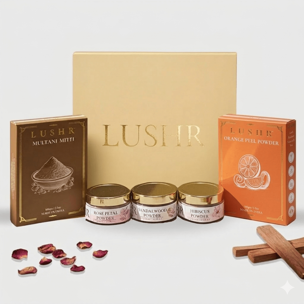 Lushr 5 - Powder Ayurvedic Facial Kit — Glow, Detox & Brightening - LUSHR
