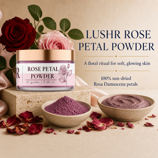 Lushr Rose Petal Powder — Pure Rosa Damascena for Glowing Skin | 25g