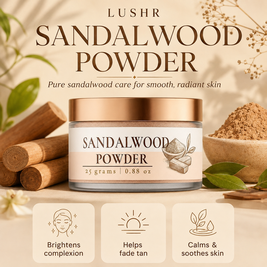 Lushr Sandalwood Powder — Pure Chandan for Acne & Bright Skin | 25g
