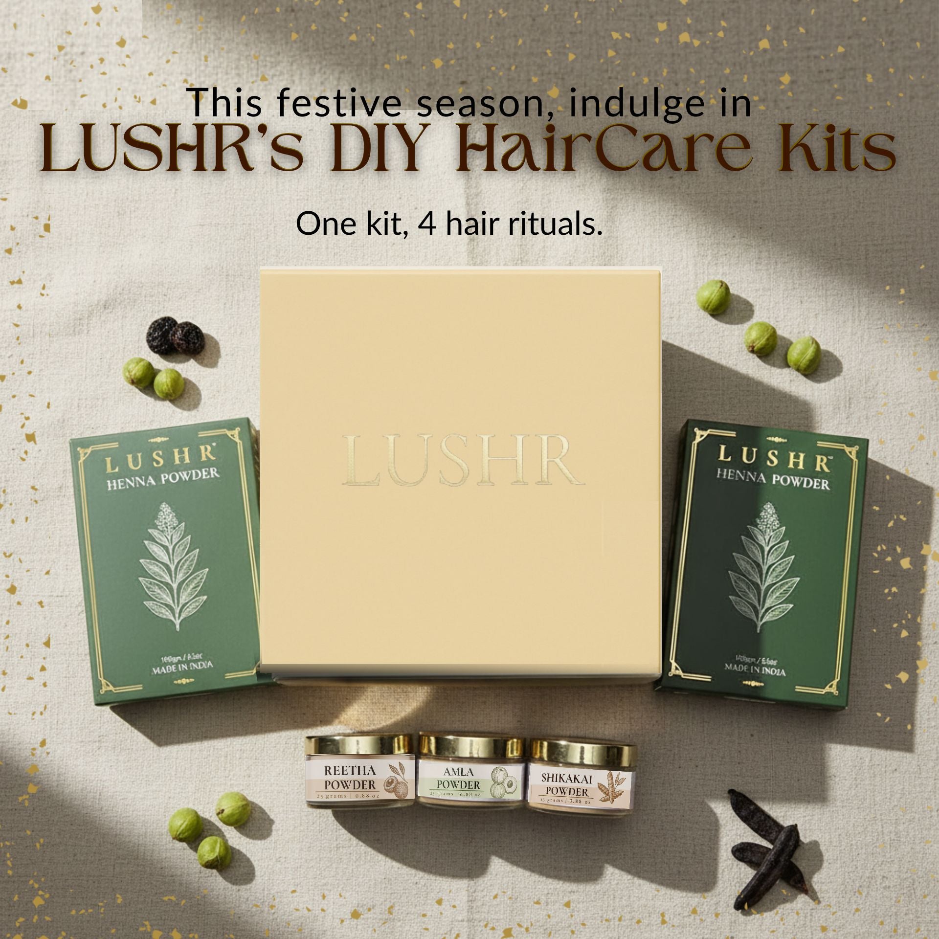 Lushr Hair Ritual Kit — Henna, Amla, Reetha & Shikakai | 4 - in - 1 - LUSHR