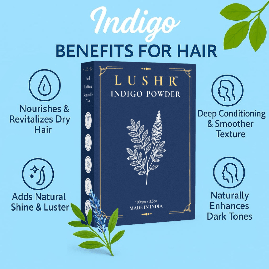 Lushr Indigo Powder — Natural Black Hair Dye, Grey Coverage | 100g - LUSHR