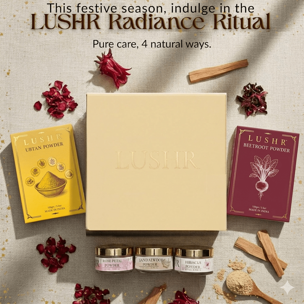 Lushr Skin Glow Ritual Kit — Ubtan, Beetroot, Sandalwood, Rose, Hibiscus - LUSHR