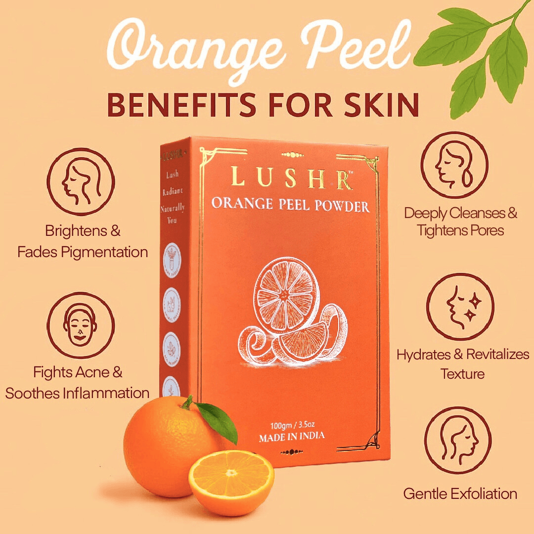 Lushr Orange Peel Powder — Vitamin C Skin Brightening Face Pack | 100g - LUSHR