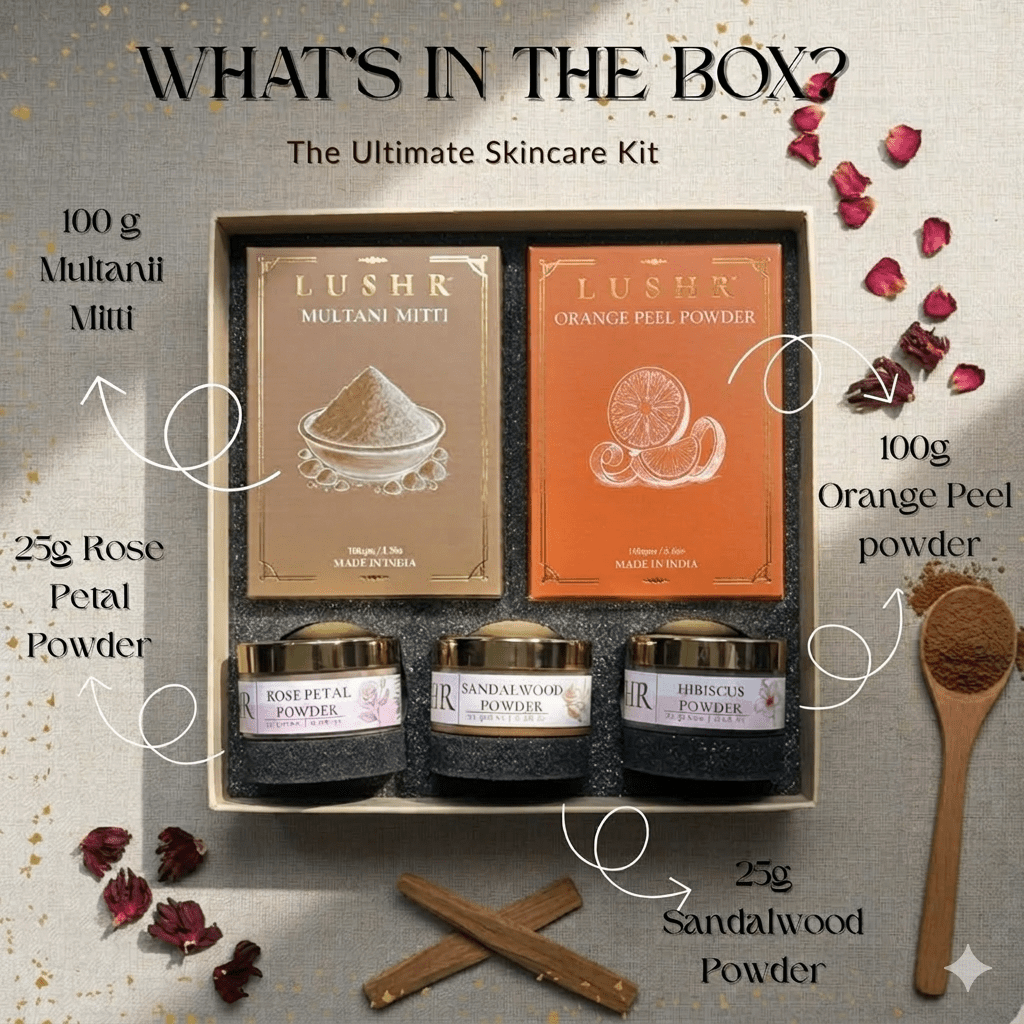 Lushr 5 - Powder Ayurvedic Facial Kit — Glow, Detox & Brightening - LUSHR