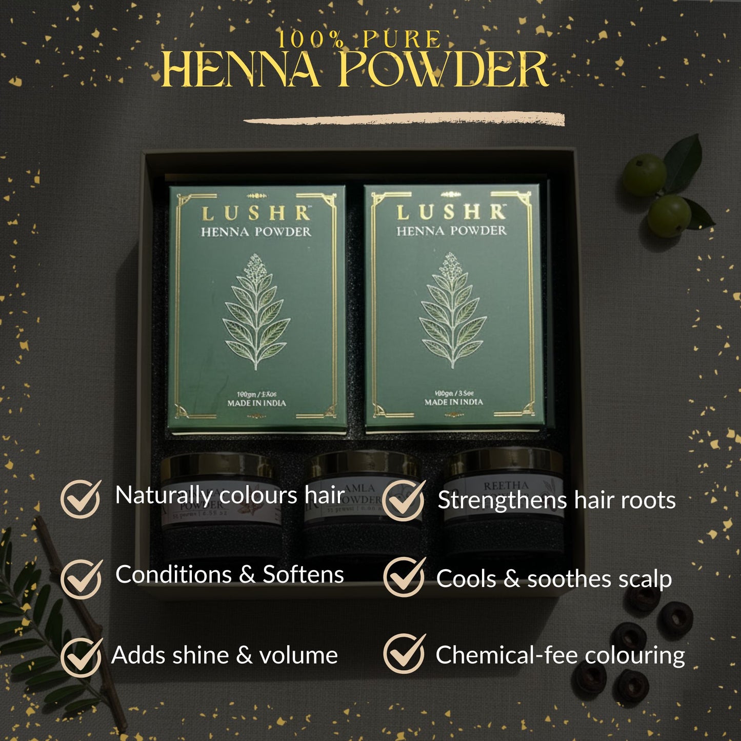 Lushr Hair Ritual Kit — Henna, Amla, Reetha & Shikakai | 4 - in - 1 - LUSHR