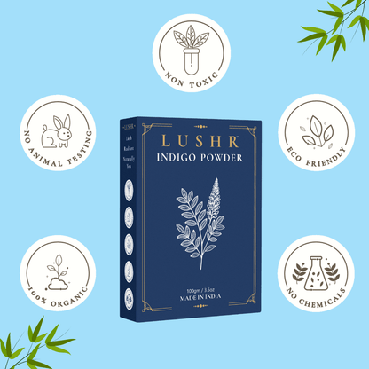 Lushr Indigo Powder — Natural Black Hair Dye, Grey Coverage | 100g - LUSHR