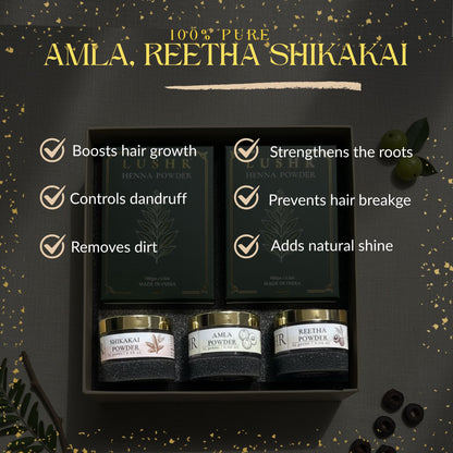 Lushr Hair Colour Kit — Henna, Indigo, Amla, Reetha & Shikakai | 5 - in - 1 - LUSHR