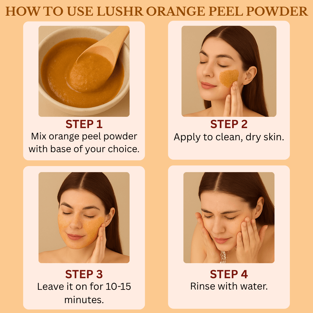 Lushr Orange Peel Powder — Vitamin C Skin Brightening Face Pack | 100g - LUSHR