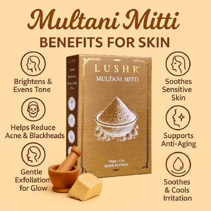 Lushr Multani Mitti — Pure Fuller's Earth Clay Face Pack | 100g - LUSHR
