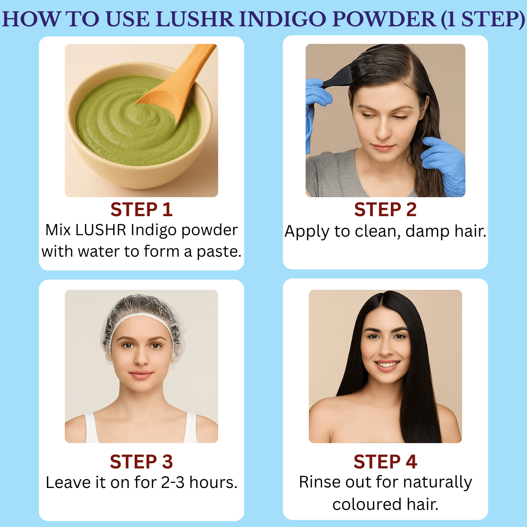 Lushr Indigo Powder — Natural Black Hair Dye, Grey Coverage | 100g - LUSHR