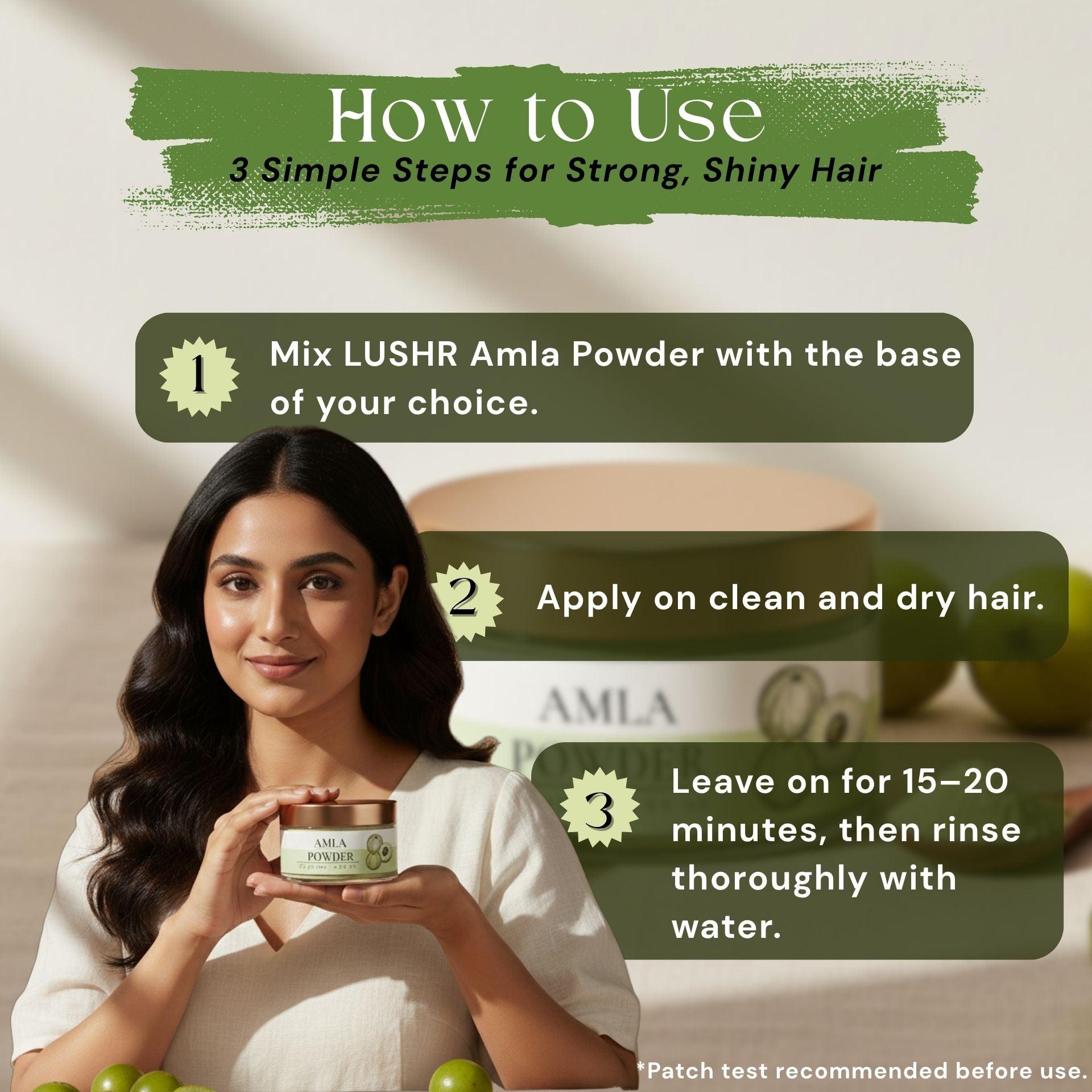 Lushr Amla Powder — Pure Indian Gooseberry for Hair Growth | 25g - LUSHR
