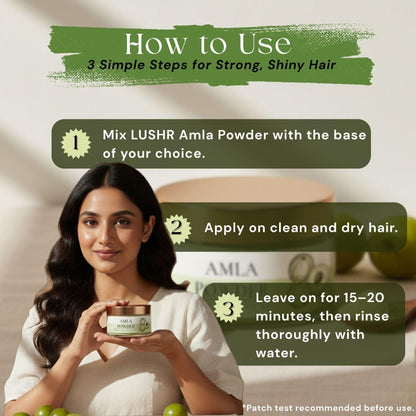 Lushr Amla Powder — Pure Indian Gooseberry for Hair Growth | 25g - LUSHR