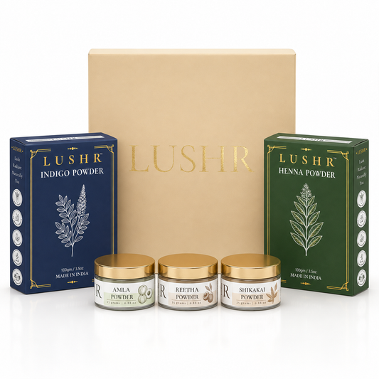 Lushr Hair Colour Kit — Henna, Indigo, Amla, Reetha & Shikakai | 5-in-1