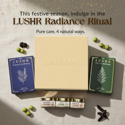 Lushr Hair Colour Kit — Henna, Indigo, Amla, Reetha & Shikakai | 5 - in - 1 - LUSHR
