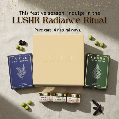 Lushr Hair Colour Kit — Henna, Indigo, Amla, Reetha & Shikakai | 5 - in - 1 - LUSHR