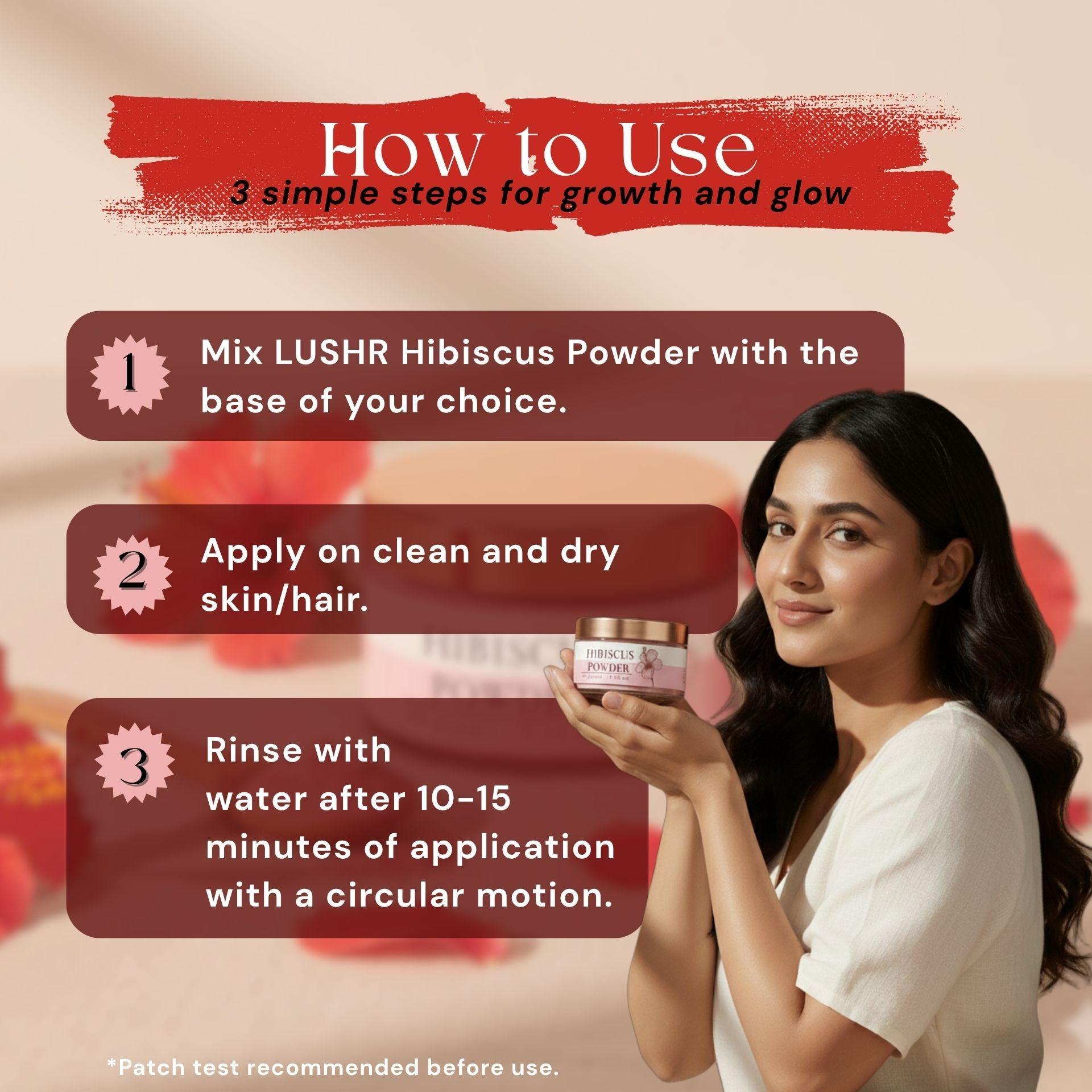 Lushr Hibiscus Powder — Anti - Acne Face Pack & Hair Growth | 25g - LUSHR