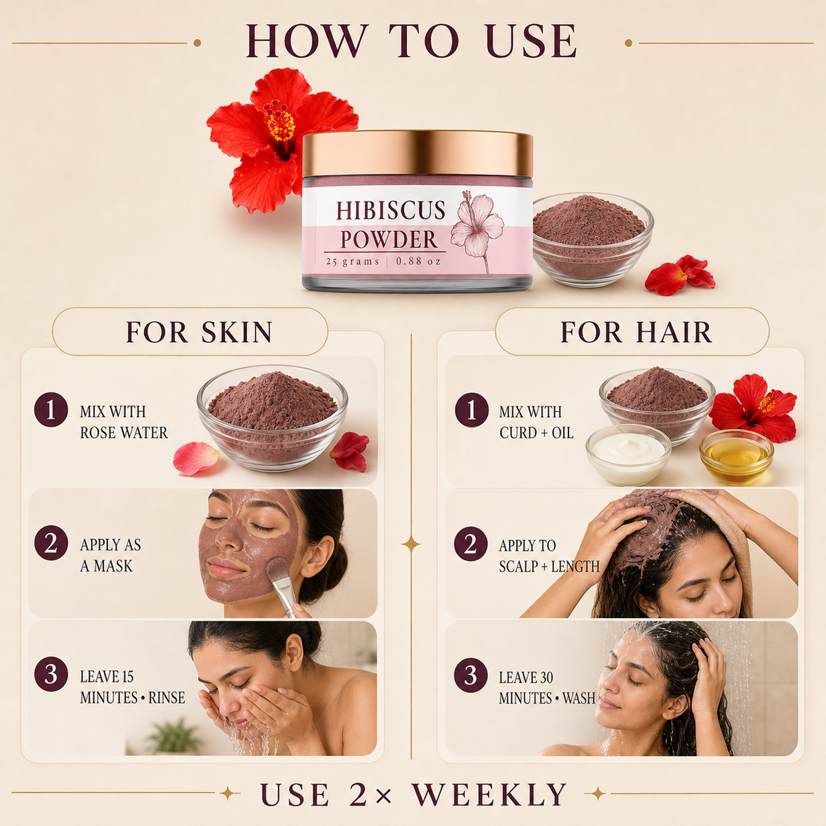 Lushr Hibiscus Powder — Anti-Acne Face Pack & Hair Growth | 25g