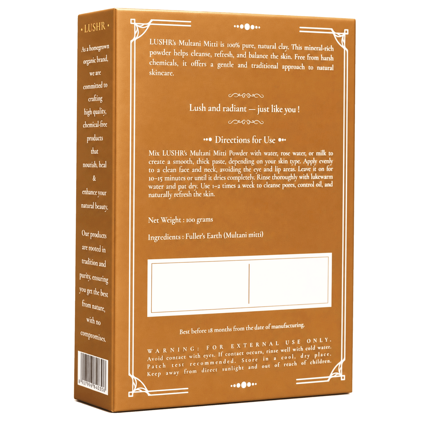 Lushr Multani Mitti — Pure Fuller's Earth Clay Face Pack | 100g - LUSHR