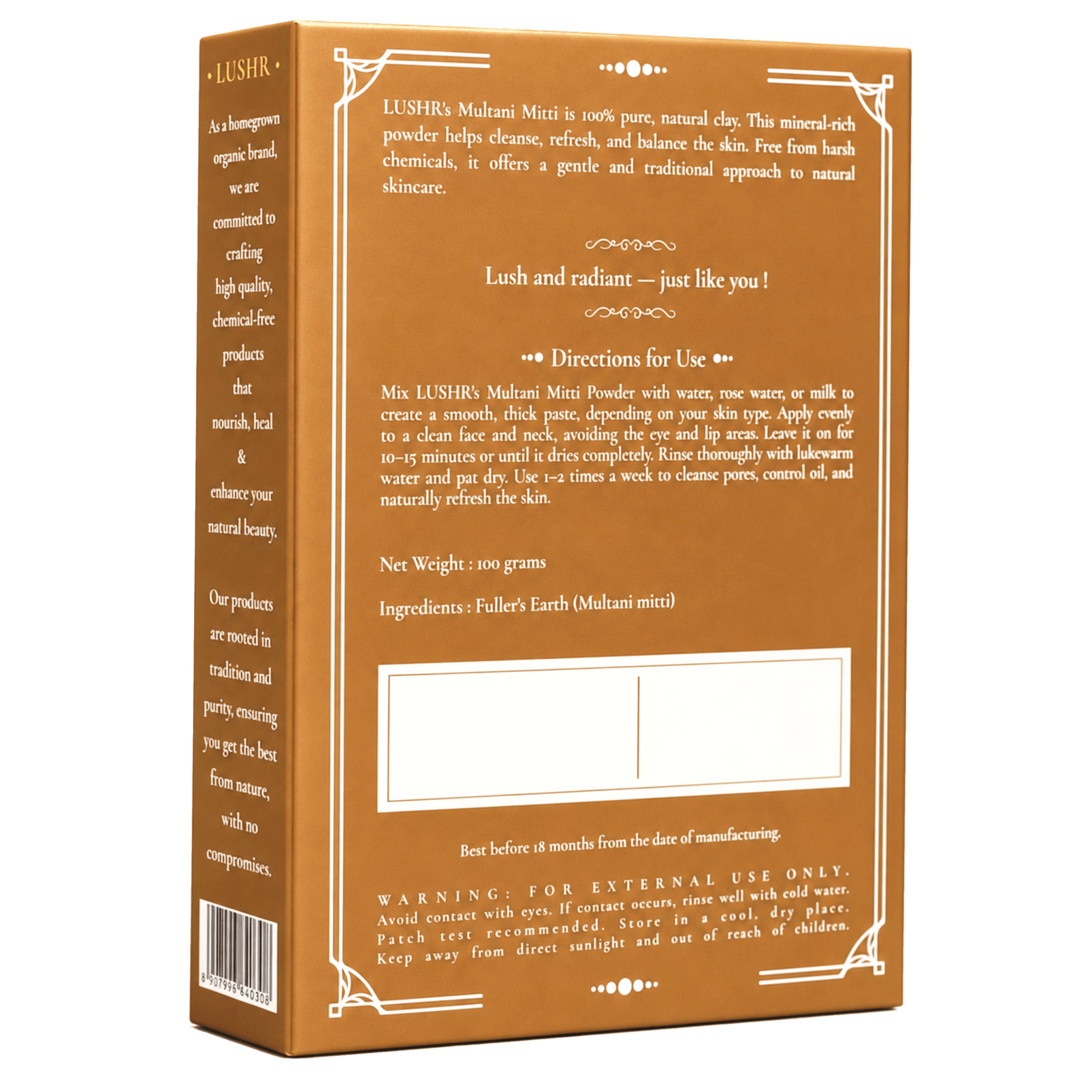 Lushr Multani Mitti — Pure Fuller's Earth Clay Face Pack | 100g - LUSHR