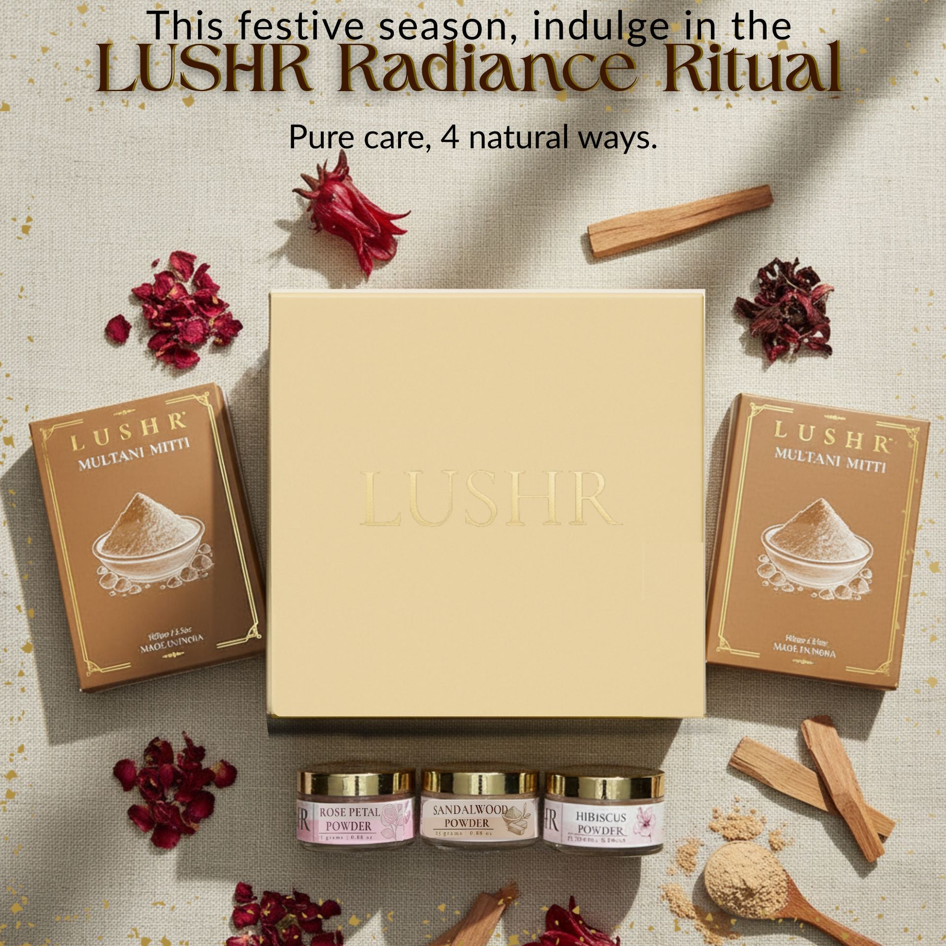 Lushr Acne Control Kit — Multani Mitti, Sandalwood, Rose & Hibiscus - LUSHR