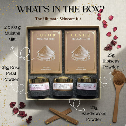 Lushr Acne Control Kit — Multani Mitti, Sandalwood, Rose & Hibiscus - LUSHR