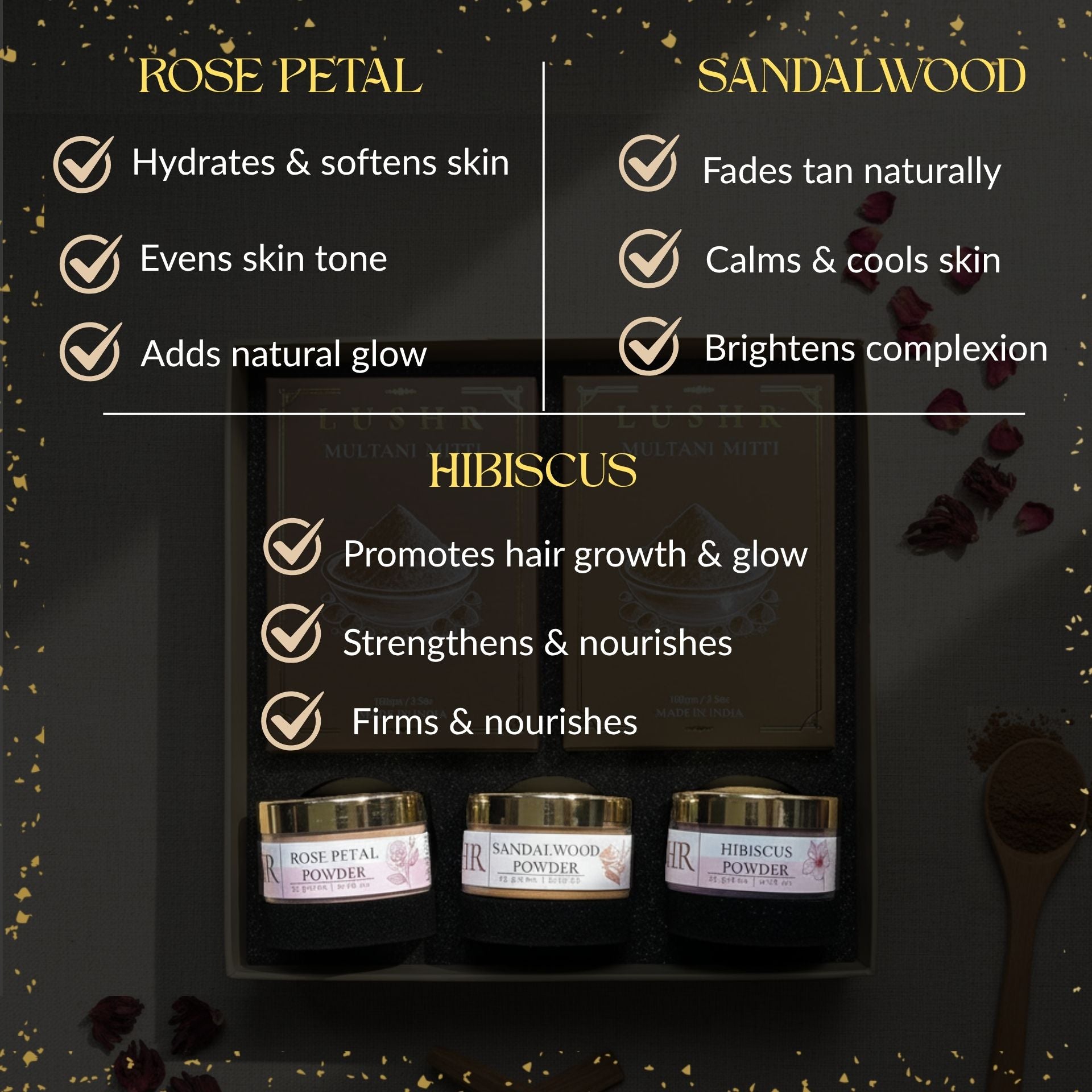 Lushr Skin Glow Ritual Kit — Ubtan, Beetroot, Sandalwood, Rose, Hibiscus - LUSHR