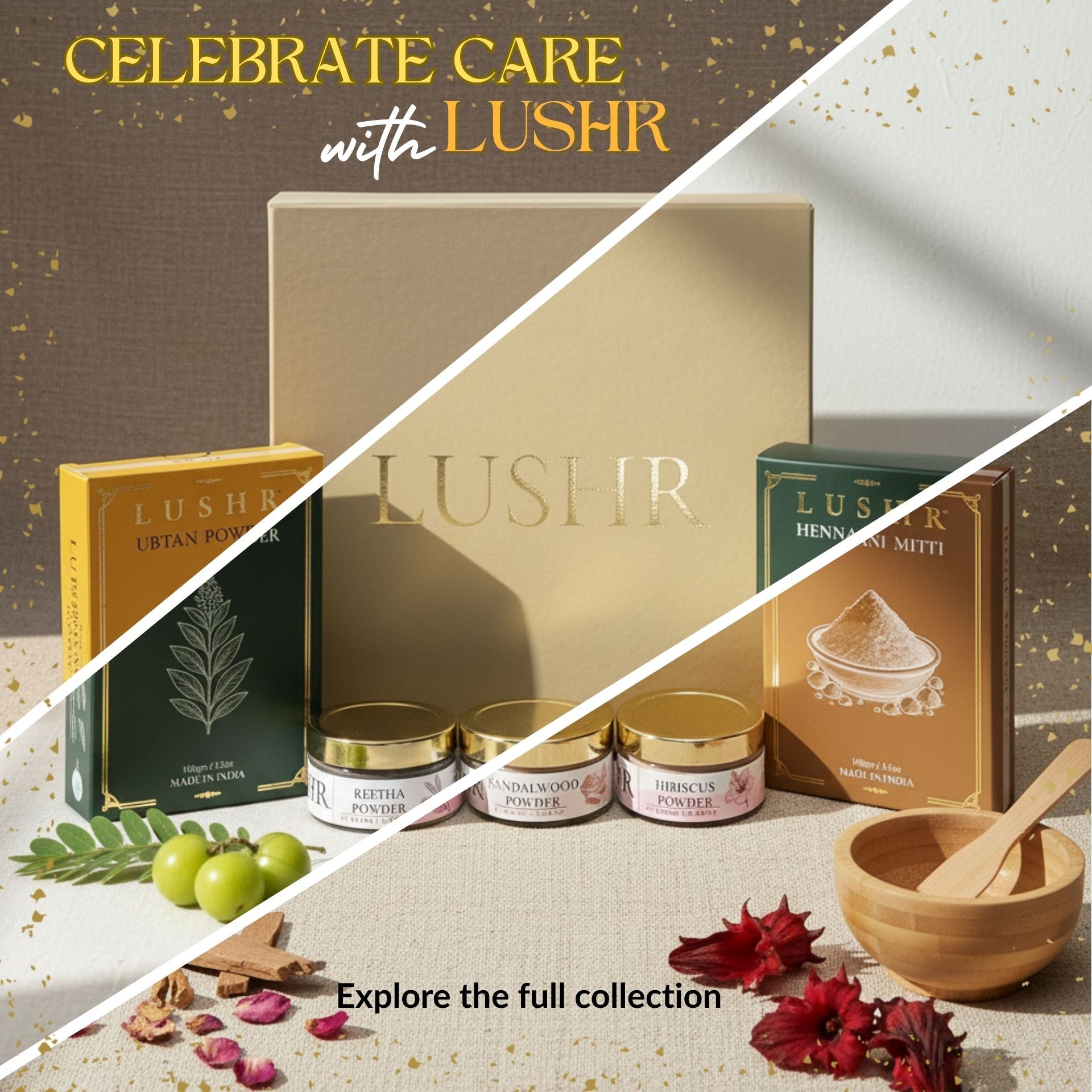 Lushr Hair Colour Kit — Henna, Indigo, Amla, Reetha & Shikakai | 5 - in - 1 - LUSHR