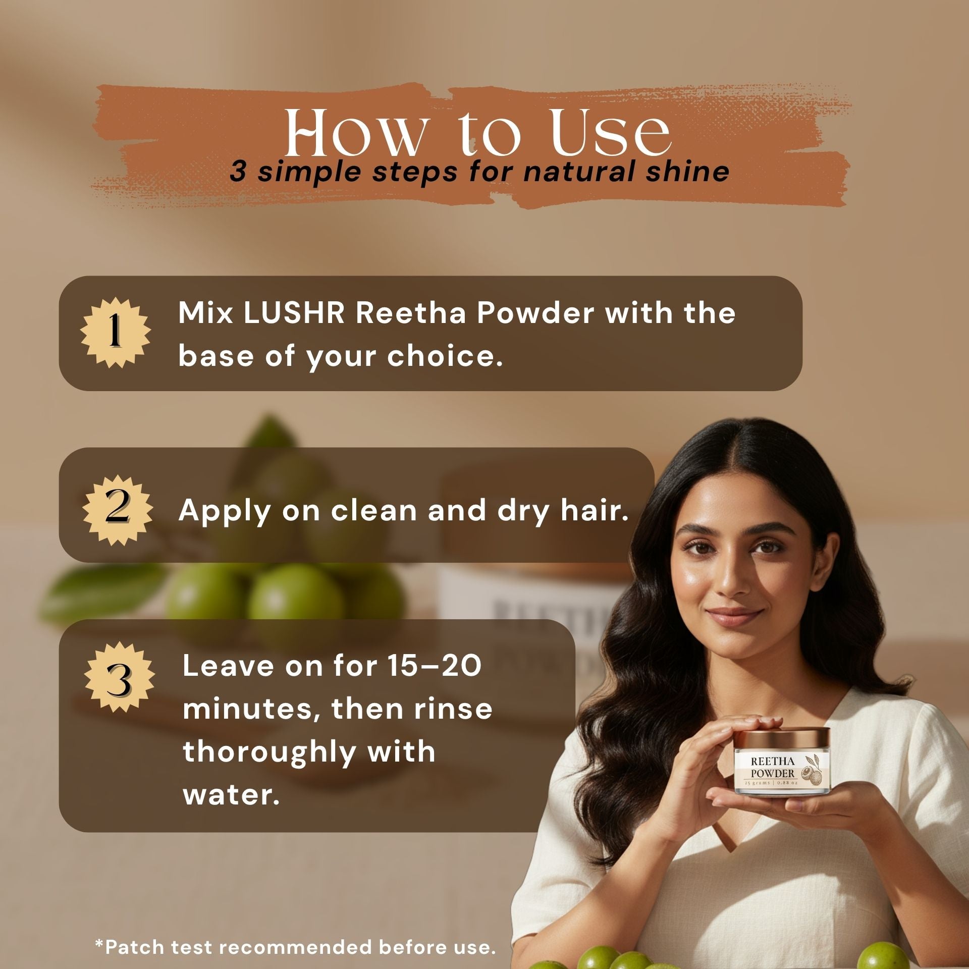 Lushr Reetha Powder — Pure Soapnut Natural Shampoo for Hair | 25g - LUSHR