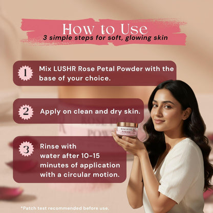 Lushr Rose Petal Powder — Pure Rosa Damascena for Glowing Skin | 25g - LUSHR