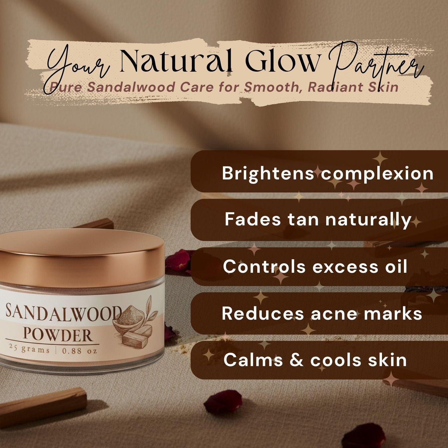 Lushr Sandalwood Powder — Pure Chandan for Acne & Bright Skin | 25g - LUSHR