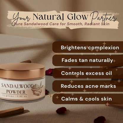 Lushr Sandalwood Powder — Pure Chandan for Acne & Bright Skin | 25g - LUSHR