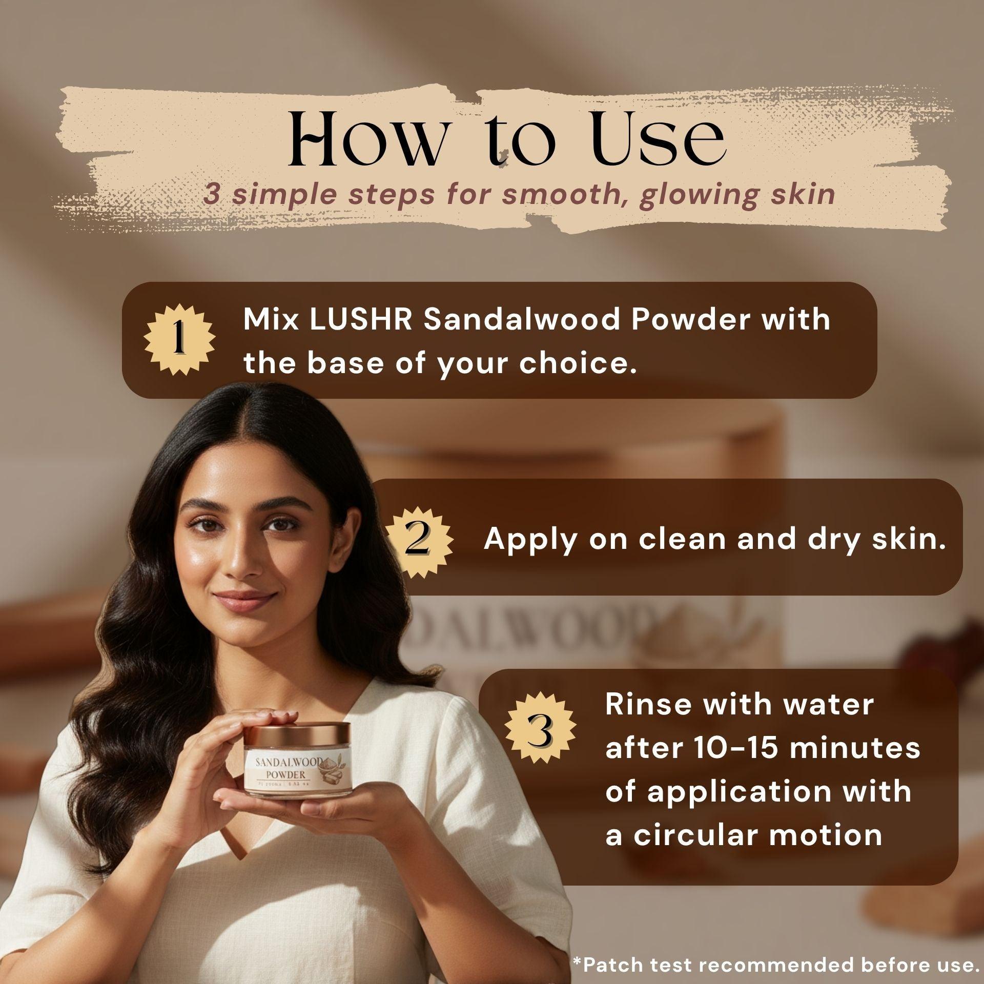 Lushr Sandalwood Powder — Pure Chandan for Acne & Bright Skin | 25g - LUSHR