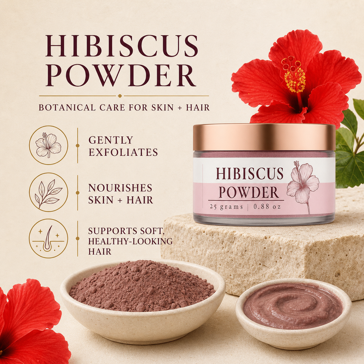 Lushr Hibiscus Powder — Anti-Acne Face Pack & Hair Growth | 25g